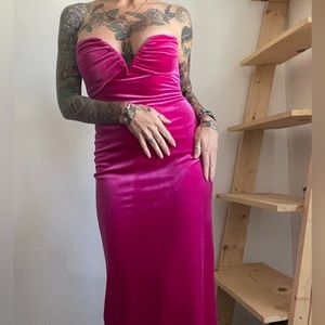 Zara Pink Velvet strapless dress